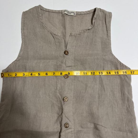 Terzo Millennio 100% Linen Dress Brown Beige Size Small Sleeveless Made In Italy - Picture 6 of 7
